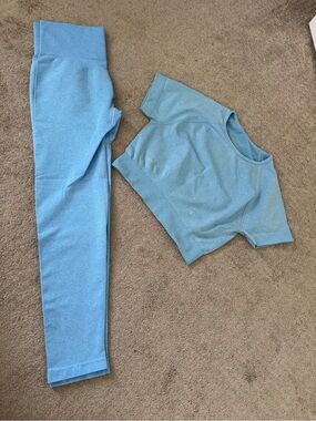 SHEIN Light Blue Seamless Leggings